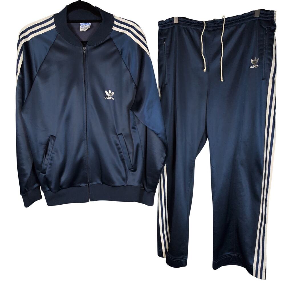 Vintage 80s Adidas ATP Keyrolan Blue Tracksuit Set Jacket Pants USA Outfit Lg